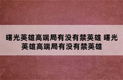 曙光英雄高端局有没有禁英雄 曙光英雄高端局有没有禁英雄